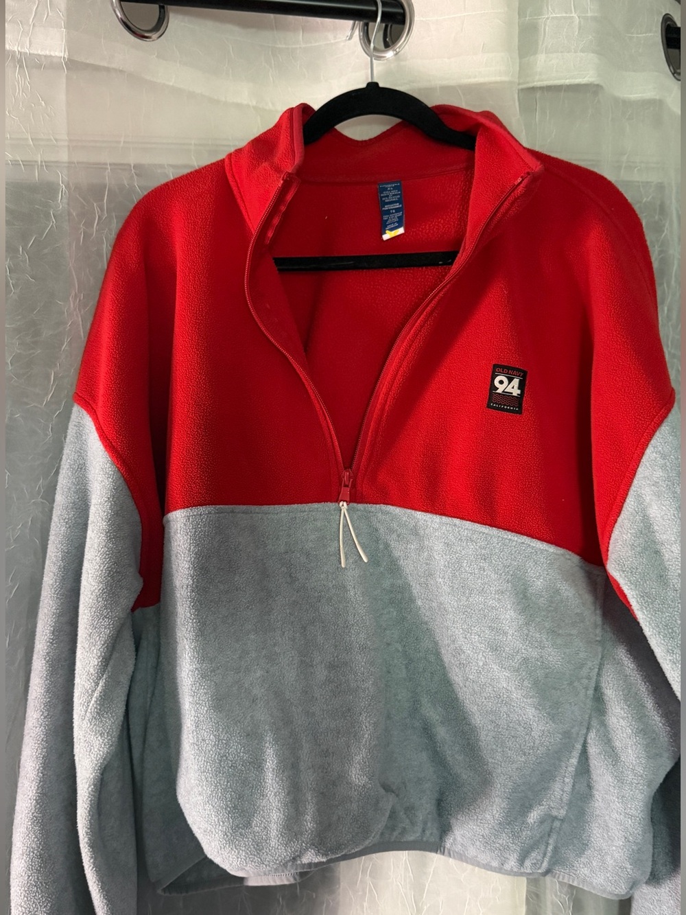 Old Navy performance fleece Women’s Half-Zip Fleece Sweater - Red and Light Gray